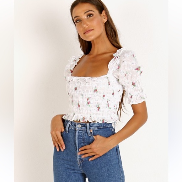For Love + Lemons Tarte Floral Eyelet Blouse - Picture 3 of 6